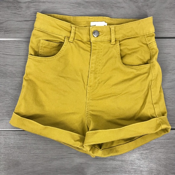 🖤H&M shorts high waisted yellow/green size4 - Picture 7 of 7